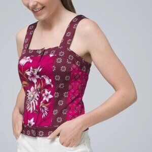 WHBM White House Black Market Bodice Top 4 Mixed Print  Foral Red